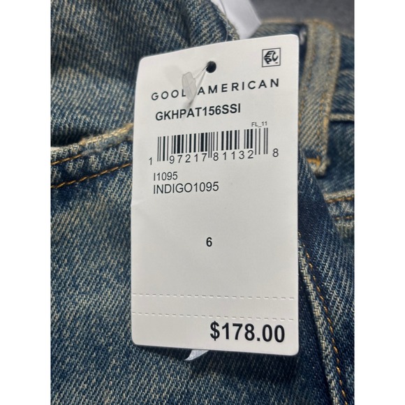 Good American The Khloe Jean Super High Rise Straight Patchwork Blue Size 6/28 - Picture 5 of 10